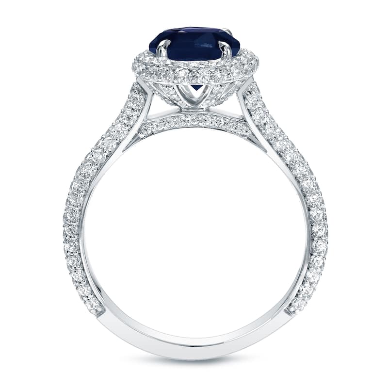 Auriya 14k Gold 3/4ct Blue Sapphire and Pave Halo Diamond Engagement Ring 1 1/4ctw