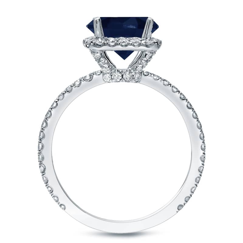 Auriya 14k Gold 1ct Cushion-cut Blue Sapphire Halo Diamond Engagement Ring 1/2ctw