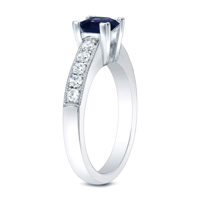 Auriya 1/2ct Princess-Cut Sapphire and 1/2ct TDW Diamond Engagement Ring 14k Gold (H-I, SI1-SI2)