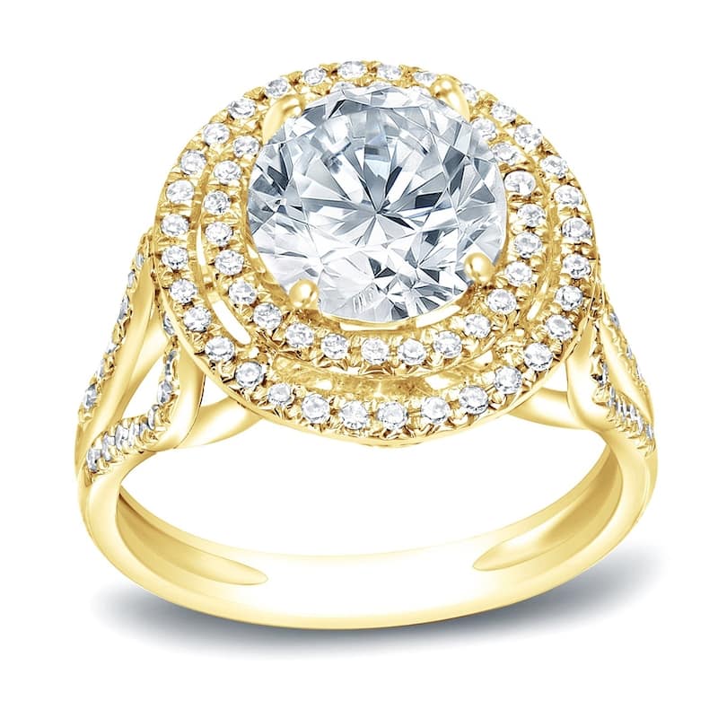 Auriya 14k Gold 1 3/4ctw Round Halo Diamond Engagement Ring