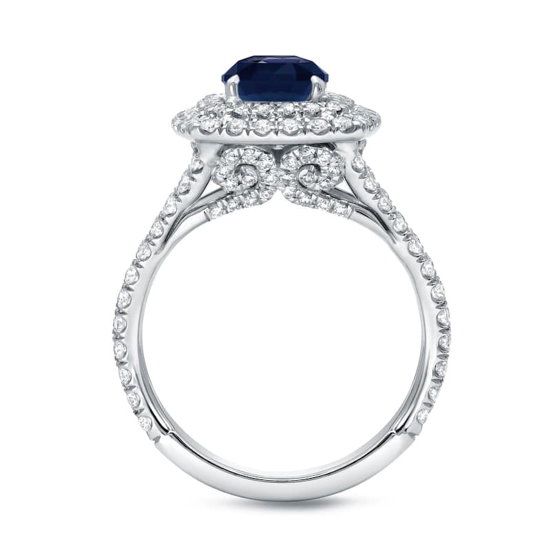 Auriya 18k Gold 1 1/2ct Cushion-cut Sapphire Halo Diamond Engagement Ring 1ctw (F-G, SI1-SI2)