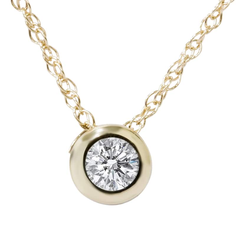 14K Yellow Gold 1/ 3CT TDW Genuine Diamond Round Brilliant Cut Solitaire Pendant