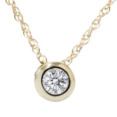 14K Yellow Gold 1/ 3CT TDW Genuine Diamond Round Brilliant Cut Solitaire Pendant