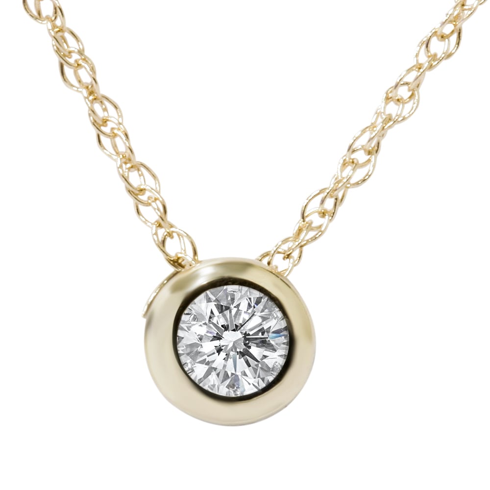 Bliss Diamond 14K Yellow Gold 1/ 3CT TDW Genuine Diamond Round Brilliant Cut Solitaire Pendant