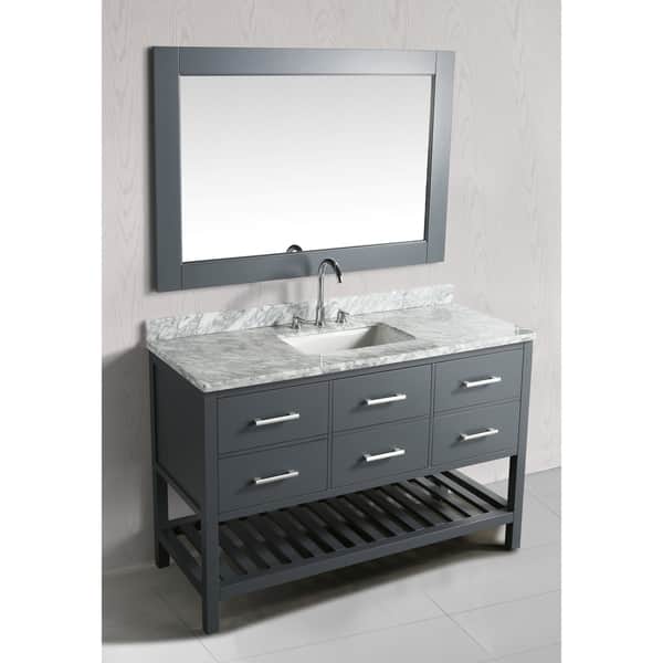 Shop London 54 Vanity In Gray With Carrara Marble Top And Mirror