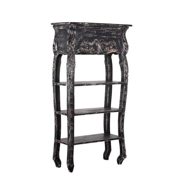 Shop Handmade Distressed Black Bookcase (India) Free Shipping Today