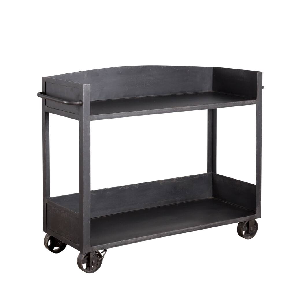 Handmade 2-shelf Industrial Bar Cart Console (India)