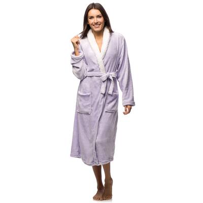 Women's Sherpa Collar Super Soft Plush Robe