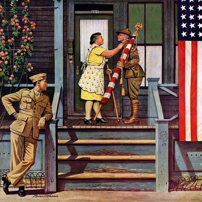 Marmont Hill - Two Generations of Vets by Stevan Dohanos Painting Print on Canvas - Multi-Color