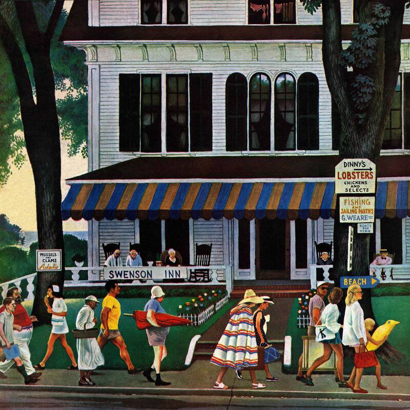 Marmont Hill - 'Inn in Ogunquit' by John Falter Painting Print on Canvas