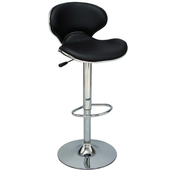 Chrome and Black Adjustable Height Swivel Bar Stool (Set of 2