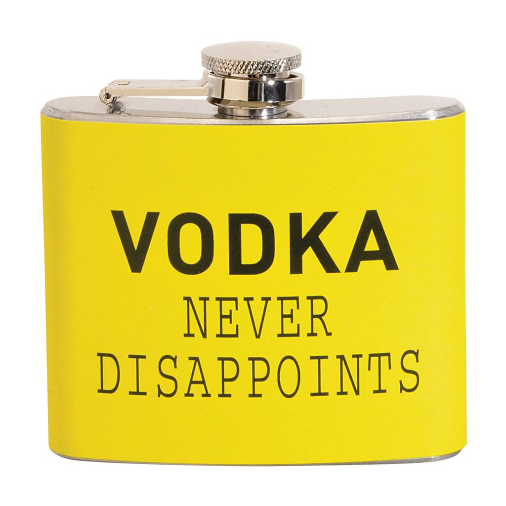 Vodka Never Disappoints Fun 5-ounce Yellow Party Flask