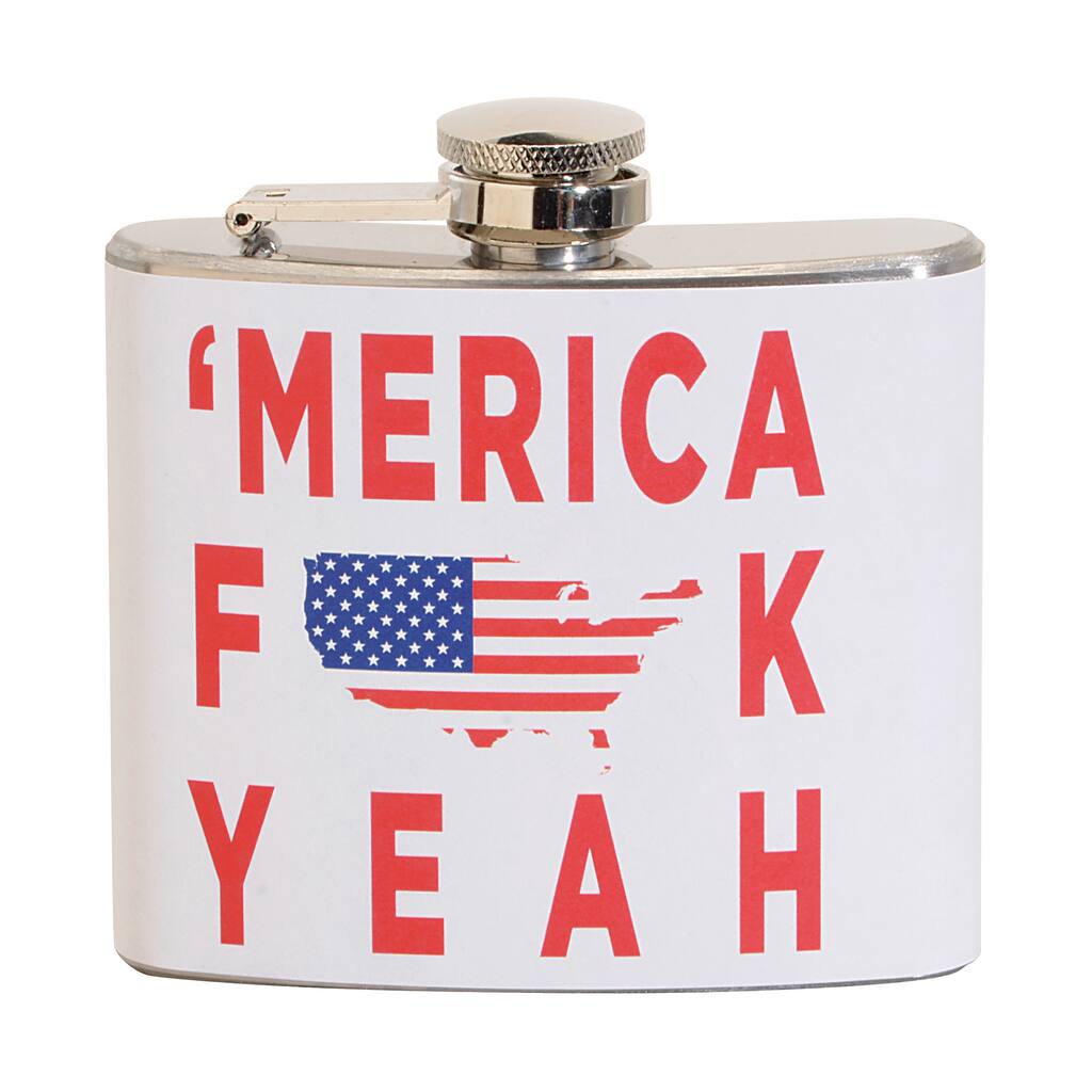 Merica F*** Yeah Fun 5-ounce White Party Flask
