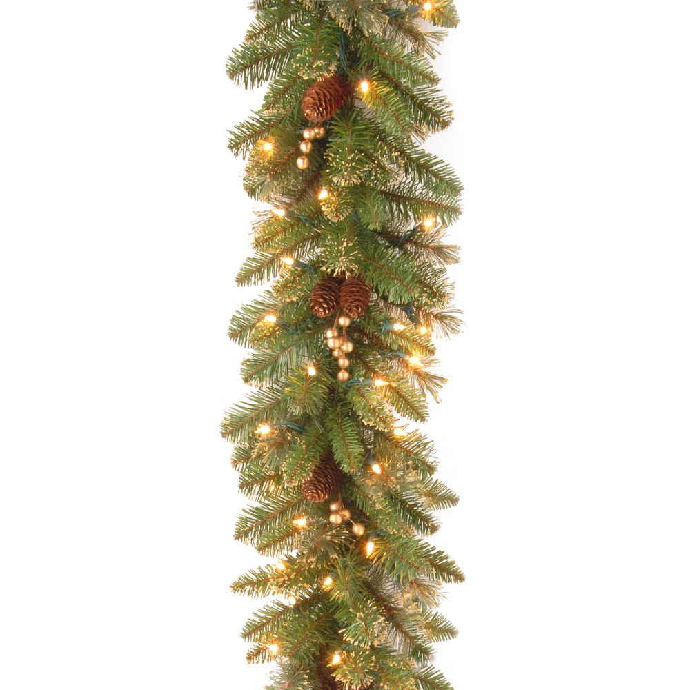 Kurt Adler 9-Foot Pre-Lit Clear Incandescent Iridescent Garland