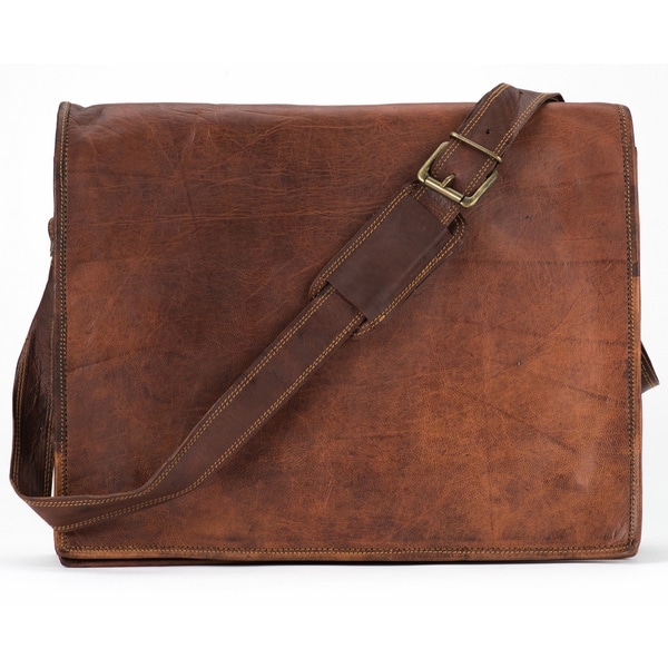 Shop Satch and Fable 13-inch Moroccan Leather Flap Messenger Bag - Free ...