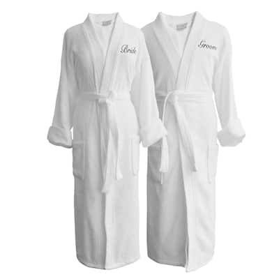 Wyndham Egyptian Cotton Bride & Groom Terry Spa Robe Set (Gift Packaging)