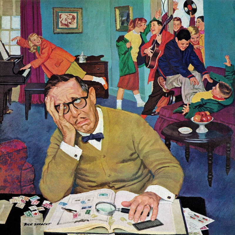 Marmont Hill - No Quiet for Daddyo by Richard Sargent Painting Print on Canvas - Multi-Color