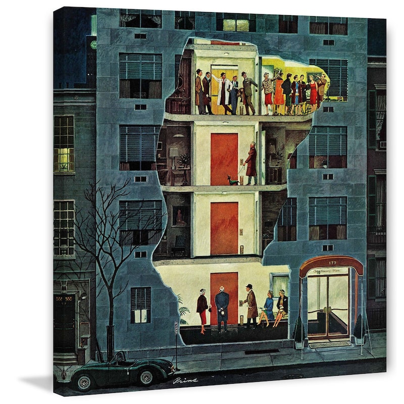 Marmont Hill - Party Holding Up the Elevator by Ben Kimberly Prins Painting Print on Canvas