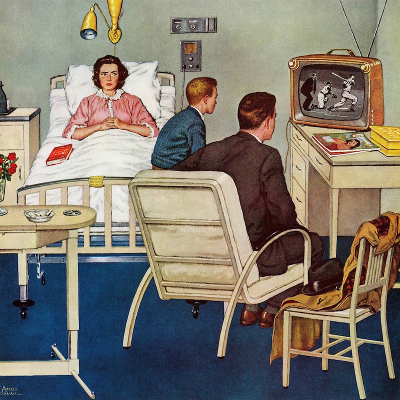 Marmont Hill - Baseball in the Hospital by Amos Sewell Painting Print on Canvas - Multi-Color