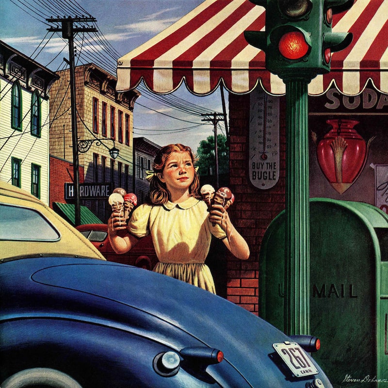 Marmont Hill - Dripping Cones by Stevan Dohanos Painting Print on Canvas - Multi-Color