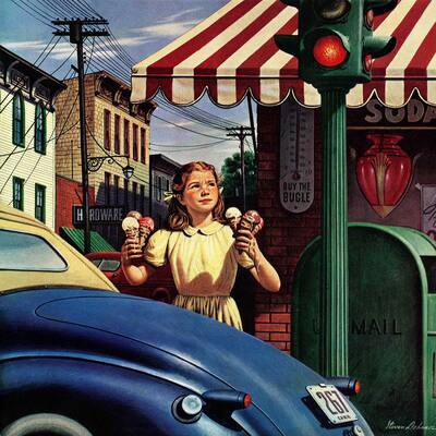 Marmont Hill - Dripping Cones by Stevan Dohanos Painting Print on Canvas - Multi-Color