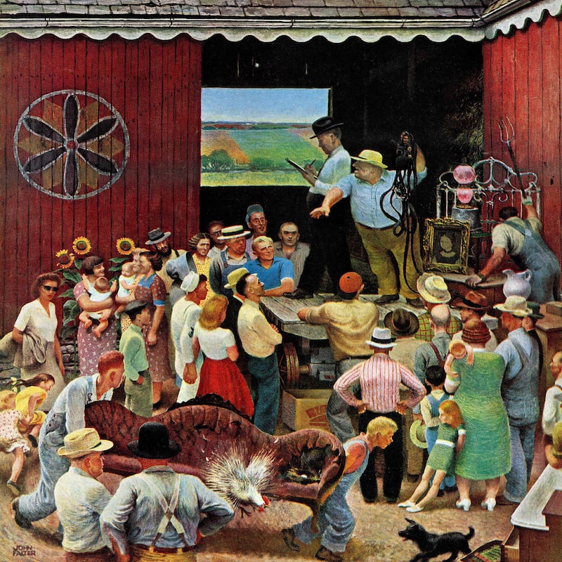 Marmont Hill - Country Auction by John Falter Painting Print on Canvas - Multi-Color