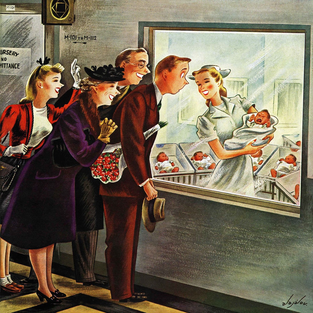 Marmont Hill - Maternity Ward by Constantin Alajalov Painting Print on Canvas - Multi-Color