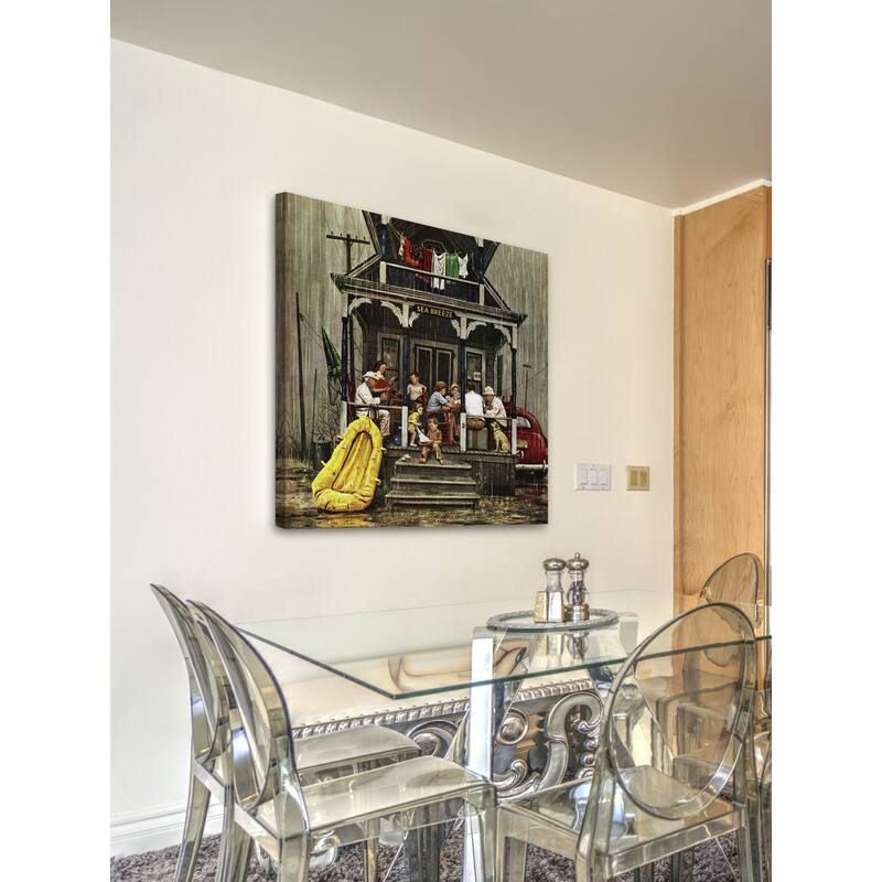 Marmont Hill - Rainy Day at Beach Rental by Stevan Dohanos Painting Print on Canvas