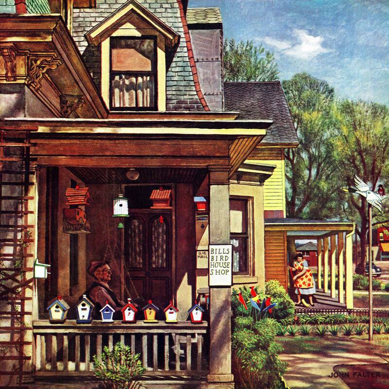 Marmont Hill - Birdhouse Builder by John Falter Painting Print on Canvas
