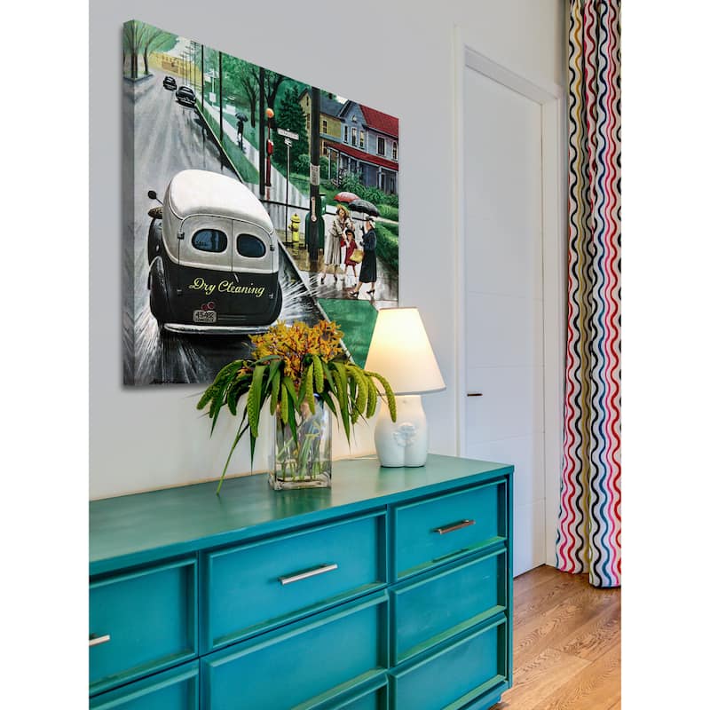 Marmont Hill - Muddied by Dry Cleaning Truck by Stevan Dohanos Painting Print on Canvas - Multi-Color