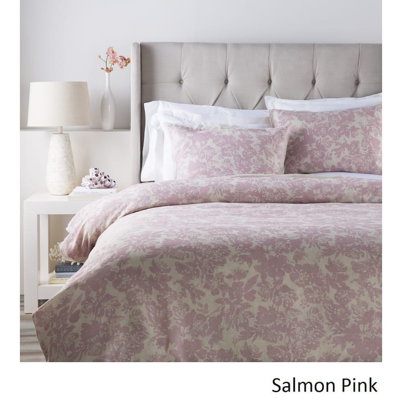 Shelia Floral Linen/ Cotton 3-piece Duvet Cover Set