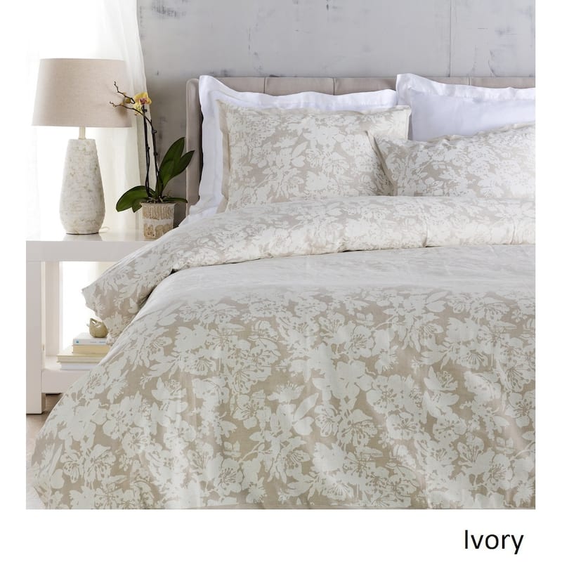 Shelia Floral Linen/ Cotton 3-piece Duvet Cover Set