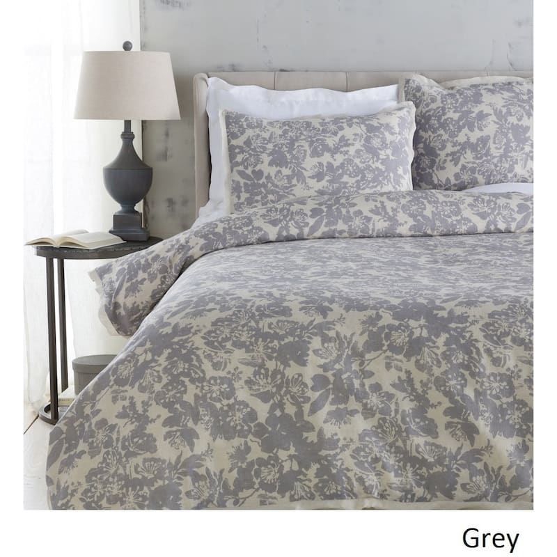 Shelia Floral Linen/ Cotton 3-piece Duvet Cover Set