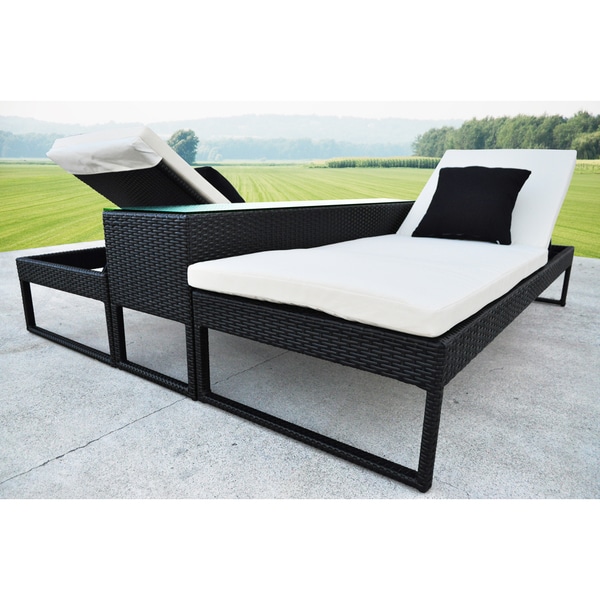 black rattan lounger