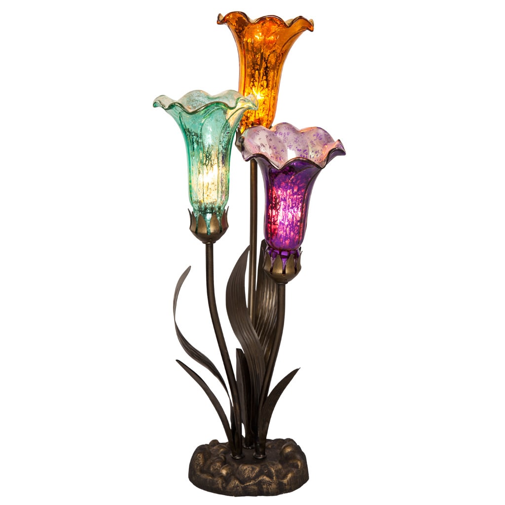 River of Goods 21”H Mercury Glass 3 Lily Uplight Accent Lamp Choose your Color