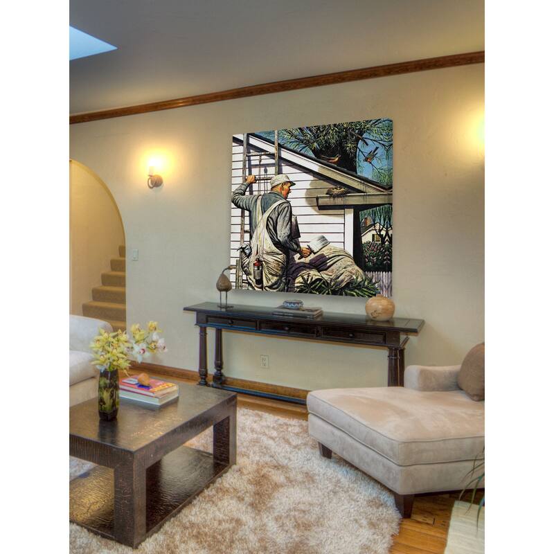 Marmont Hill - House Painter and Bird's Nest by Stevan Dohanos Painting Print on Canvas - Multi-Color