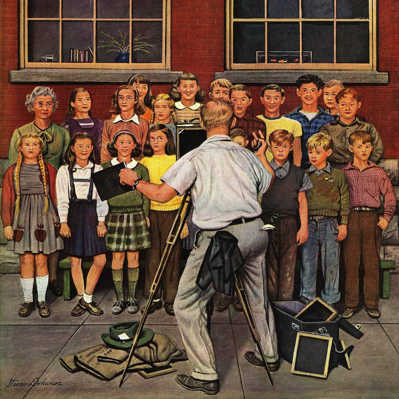 Marmont Hill - School Pictures by Stevan Dohanos Painting Print on Canvas - Multi-Color