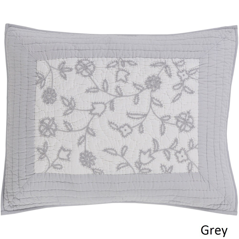 Tucker Floral Grey Cotton/Linen Sham