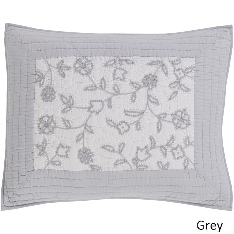 Tucker Floral Grey Cotton/Linen Sham