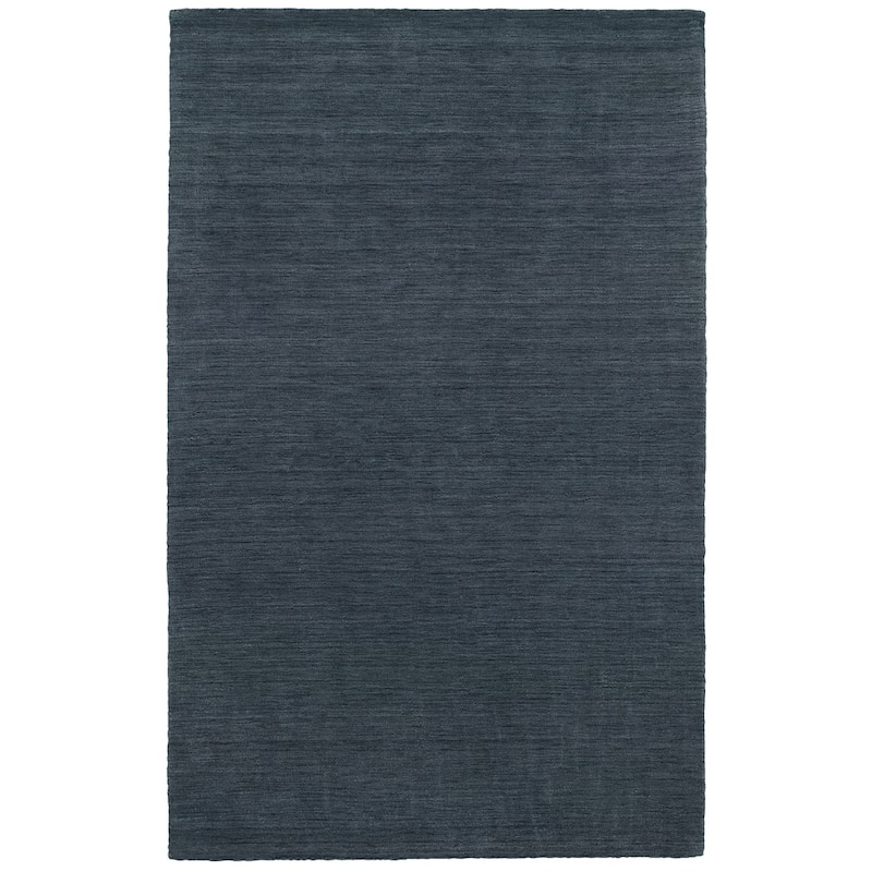 Style Haven Heathered Solid Hand-crafted Plush Wool Area Rug - 8' x 10' - Navy - Runner/Rectangle