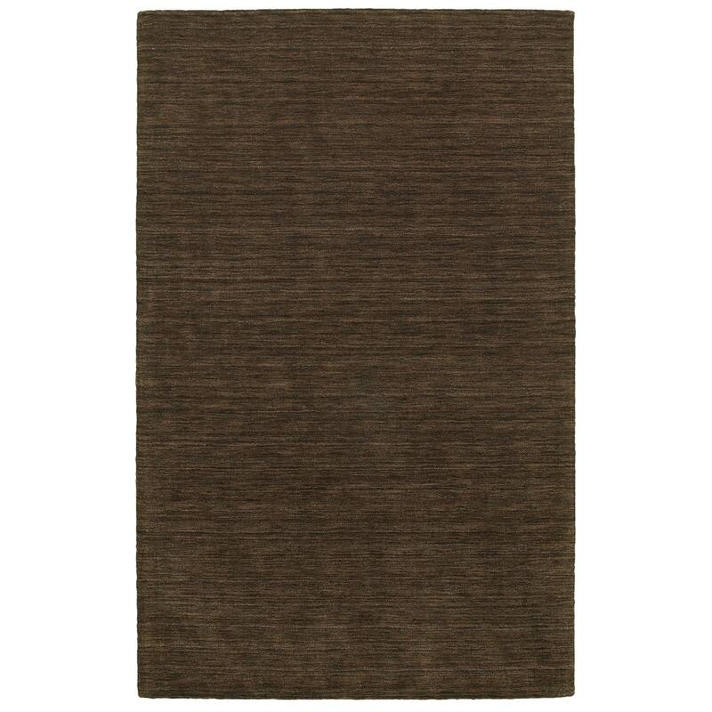 Style Haven Heathered Solid Hand-crafted Plush Wool Area Rug - 8' x 10' - Dark Brown - Runner/Rectangle