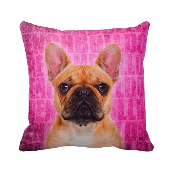 French Bulldog Fawn Grunge 16-inch Throw Pillow