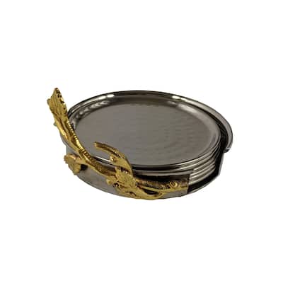 Heim Concept Hammered 7 Pcs Coaster Set, 4" Diameter