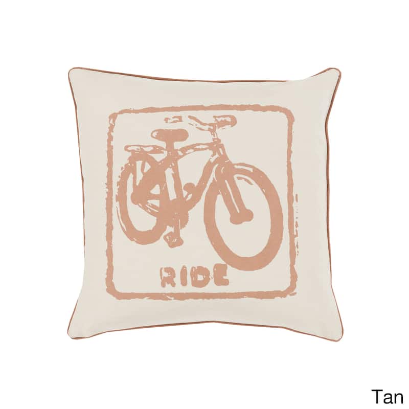 Artistic Weavers Decorative Delbert Bicycle Printed 22-inch Pillow - Polyester - Tan