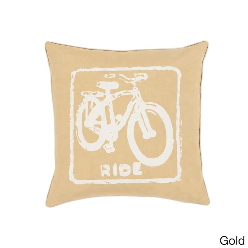 Artistic Weavers Decorative Delbert Bicycle Printed 22-inch Pillow - Polyester - Gold
