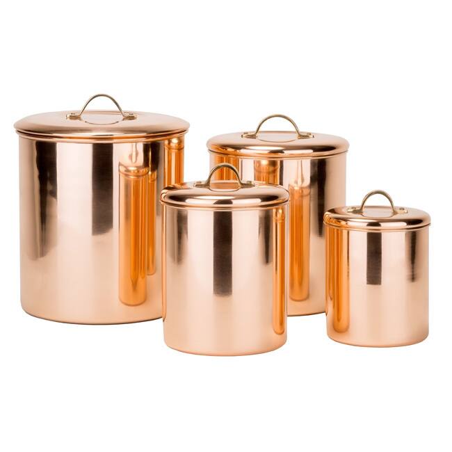 Old Dutch 4-piece Polished Copper Canister Set