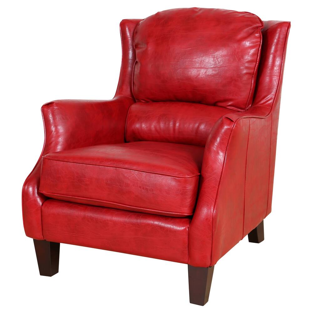 Porter Designs Garnett Transitional Bonded Leather Accent Chair, Red