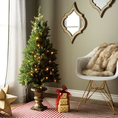 National Tree Company 4 ft. Artificial Christmas Porch Tree for Indoor/Outdoor Use - Green - 4 ft