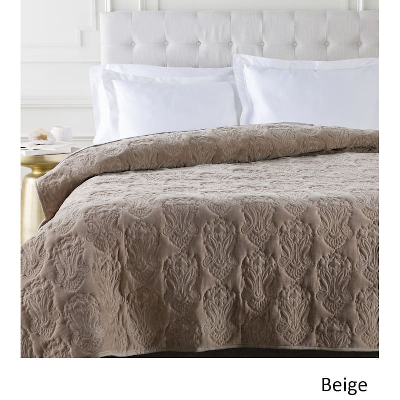Allman Solid Medallion Cotton Quilt - Beige - Twin