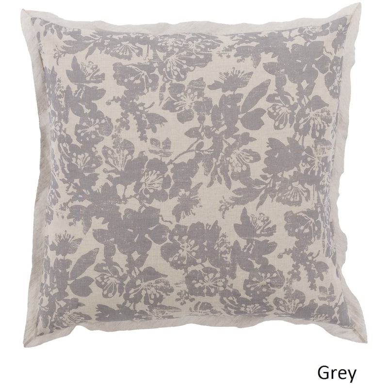 Shelia Floral Linen/ Cotton Sham - Grey